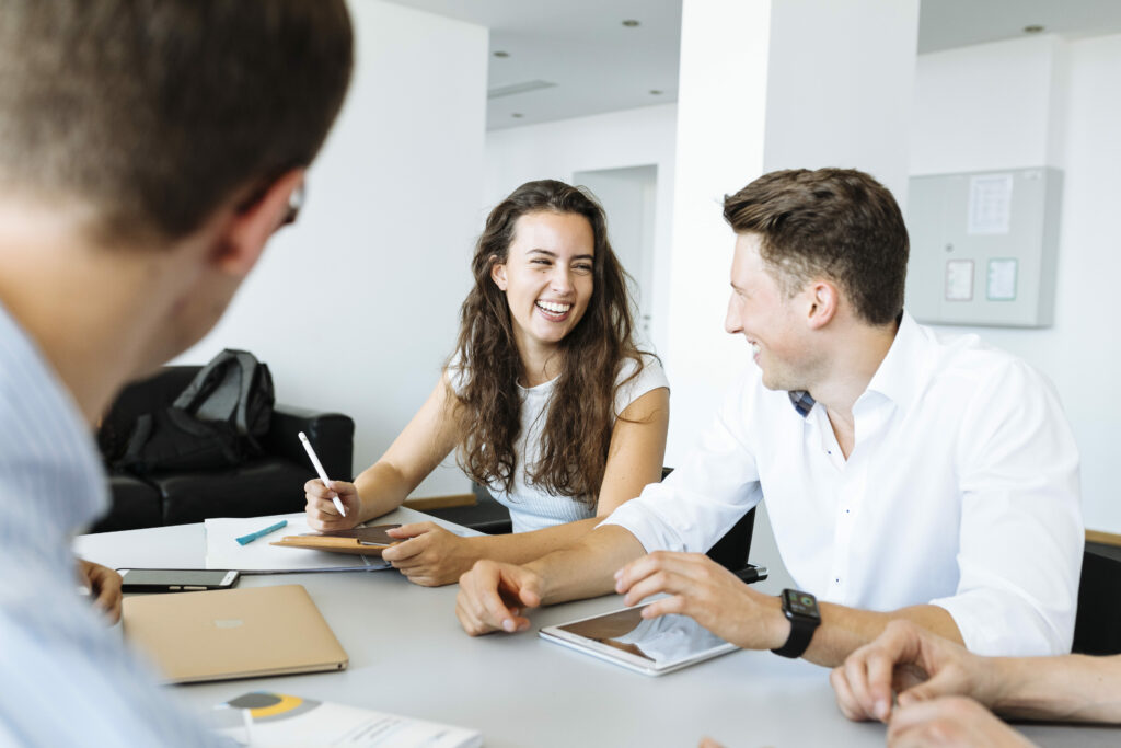 Master students in class