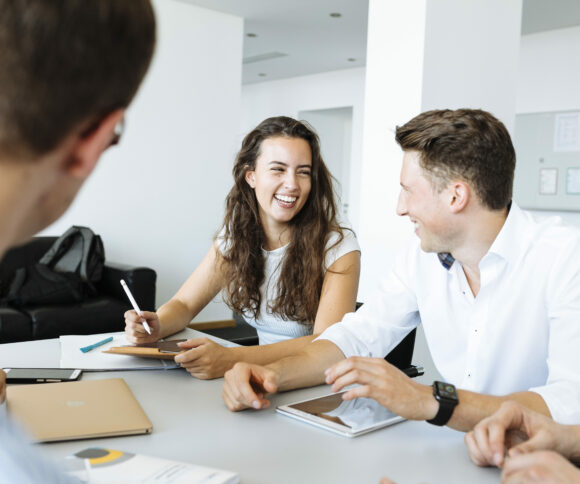Master students in class