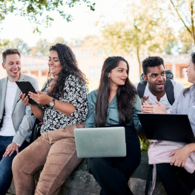 diverse student group nature