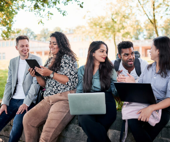diverse student group nature