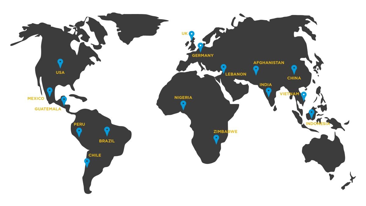 World map showing the countries of origin of HHL's mba students.